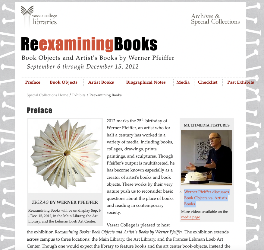 Reexamining Books: Book Objects and Artist's Books by Werner Pfeiffer