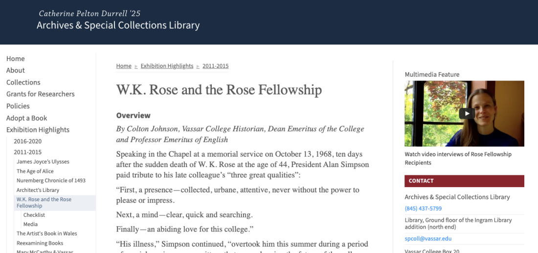 [Exhibition] W.K. Rose and the Rose Fellowship